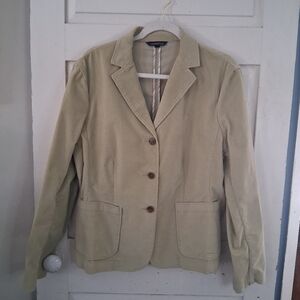 Lands' End Women's Sage Green Thin Wale Stretch Corduroy Pointed Collar Blazer